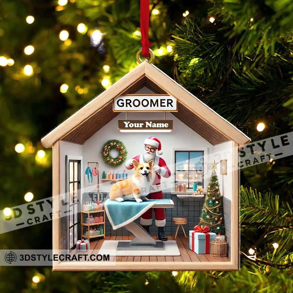 Custom Name Groomer Ornament Christmas Decoration For Pet Shop