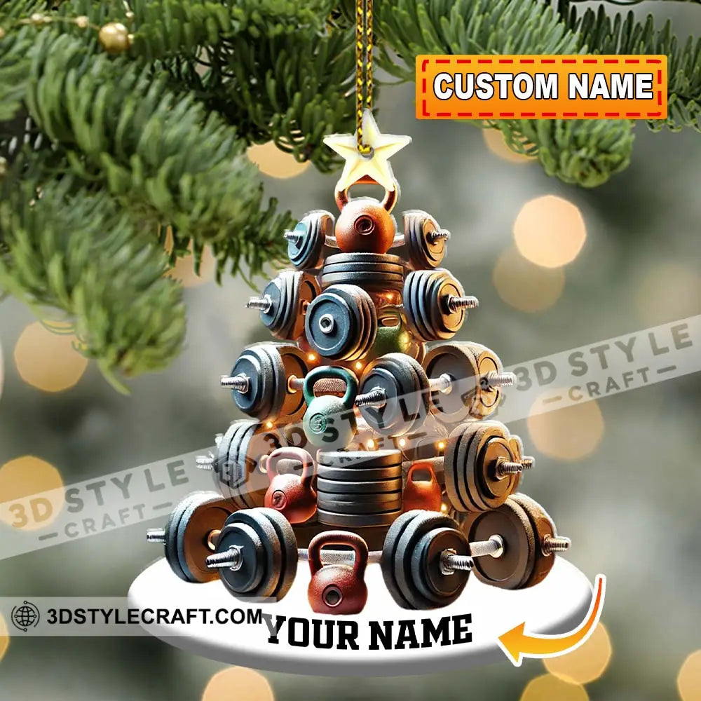 Custom Name Gym Work Out Ornament Weightlifting Gymnastics Christmas Gift