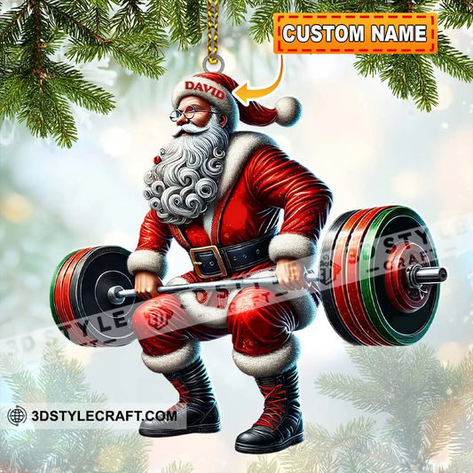 Custom Name Gym Work Out Santa Ornament Weightlifting Gymnastics Christmas Gift