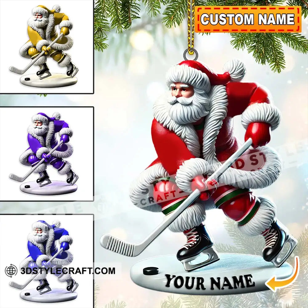 Custom Name Hockey Santa Ornament Lover Christmas Gift