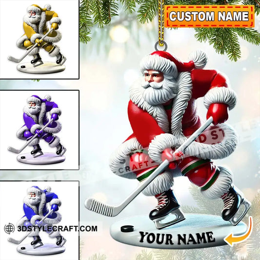 Custom Name Hockey Santa Ornament Lover Christmas Gift