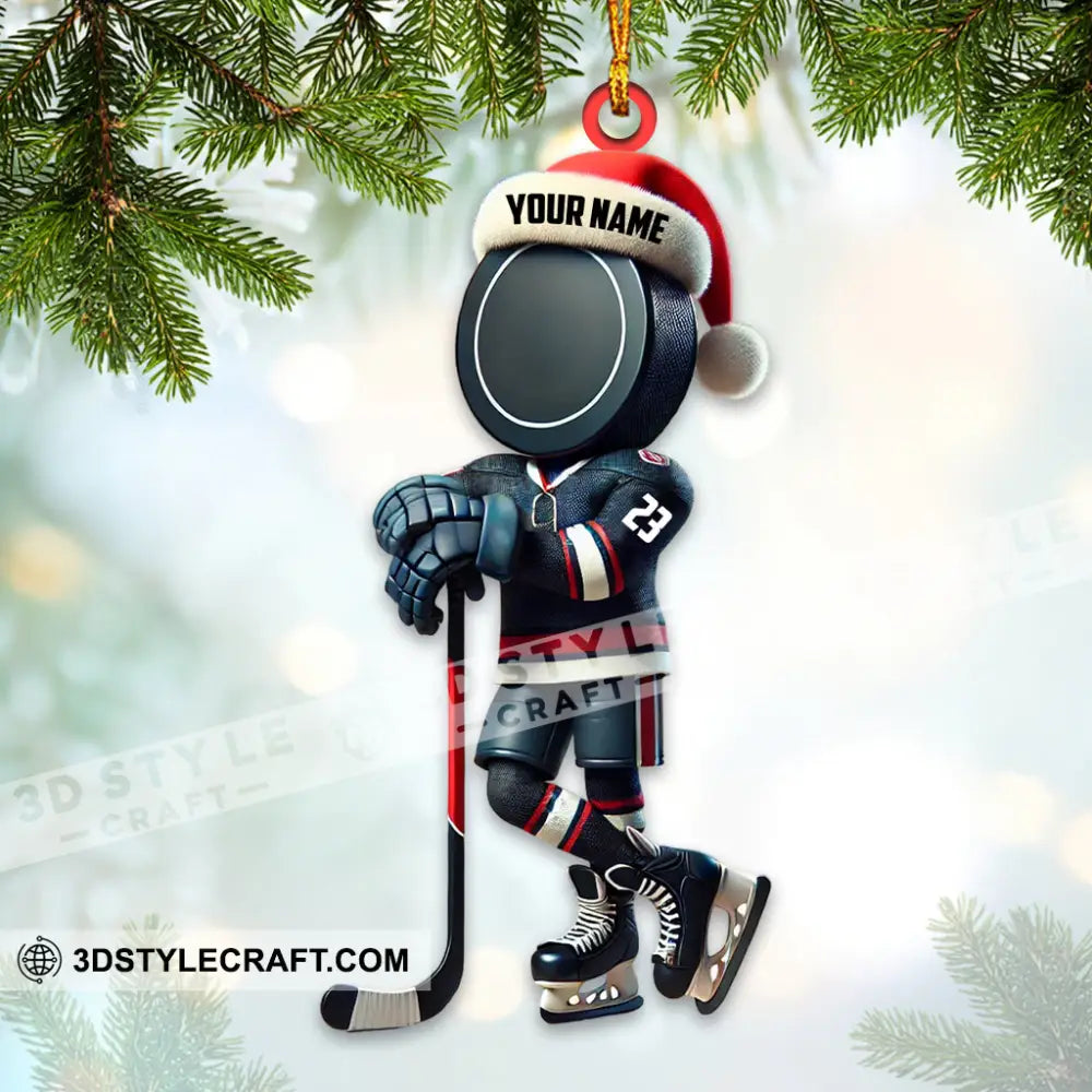 Custom Name Ice Hockey Ornament Christmas Gift 3.54’’ / 1