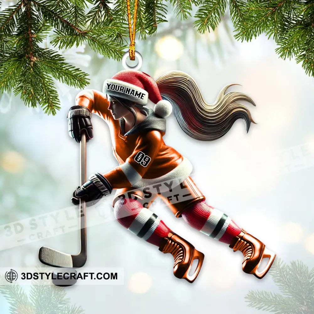 Custom Name Ice Hockey Ornament Christmas Gift