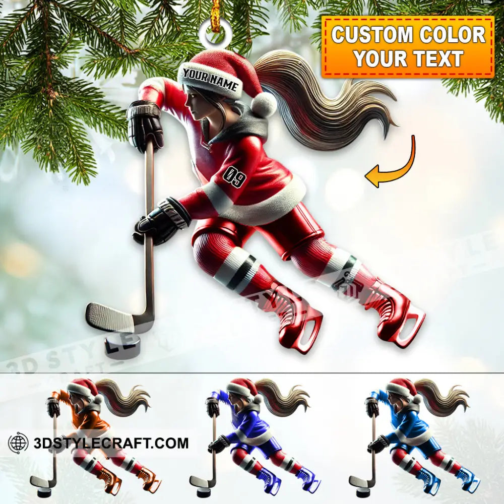 Custom Name Ice Hockey Ornament Christmas Gift