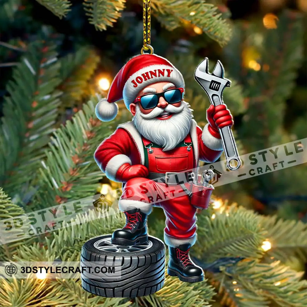Custom Name Mechanic Santa Ornament Christmas Gift