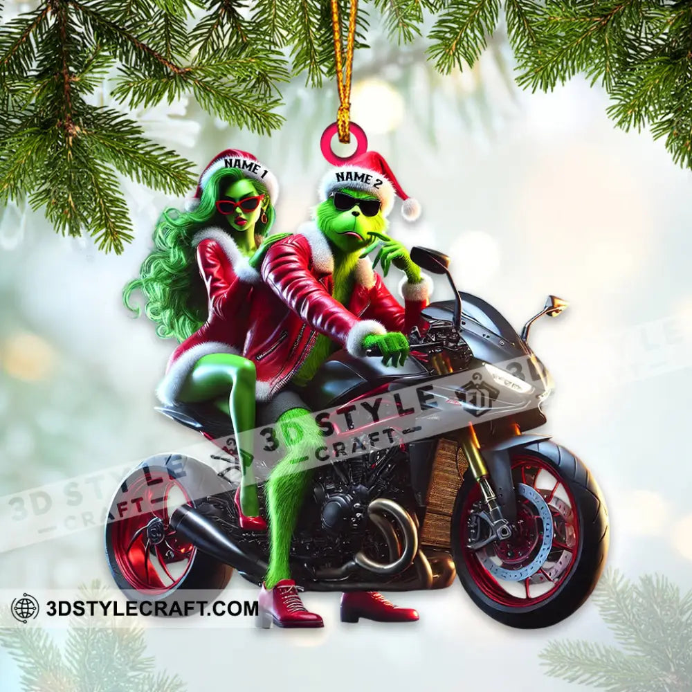 Custom Name Motorbike Christmas Couple Ornament Lover Gift 3.54’’ / 1
