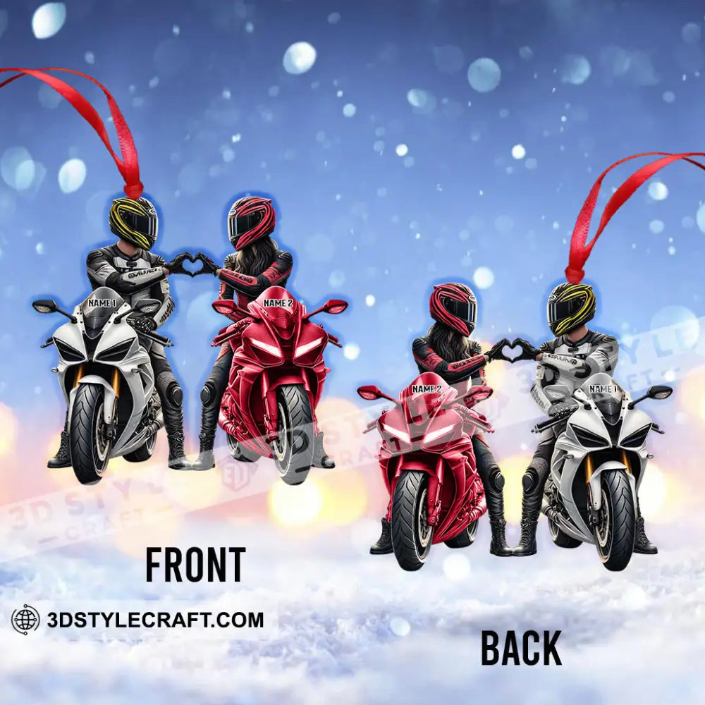 Custom Name Motorbike Couple Ornament Lover Christmas Gift