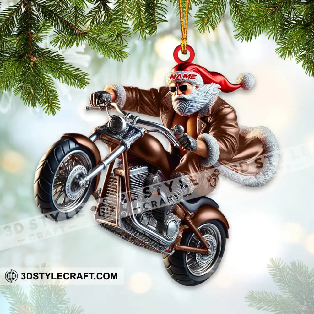 Custom Name Motorbike Santa Ornament Lover Christmas Gift