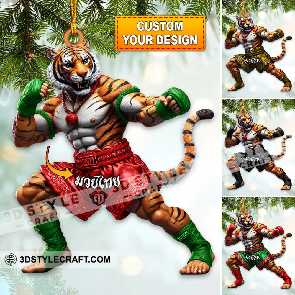 Custom Name Muay Thai Ornament Santa Christmas Gift