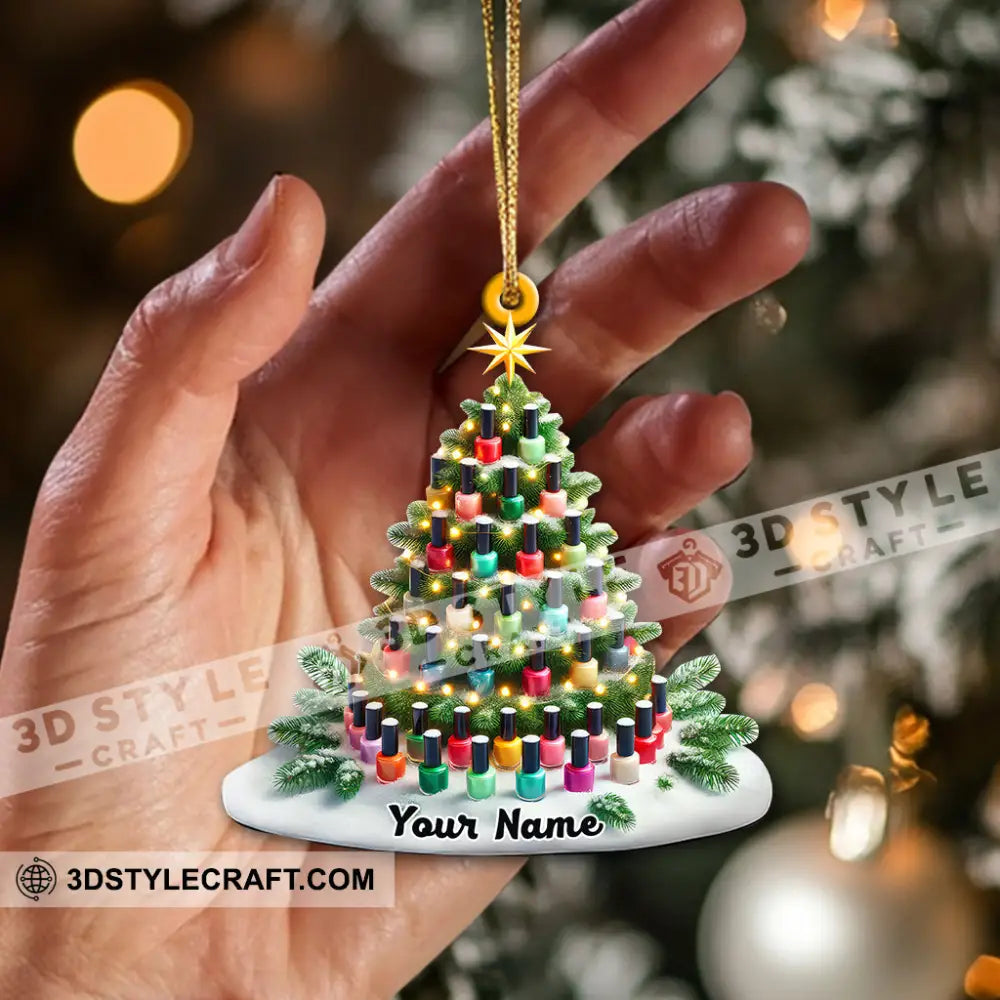 Custom Name Nail Christmas Tree Ornament Artist Gift