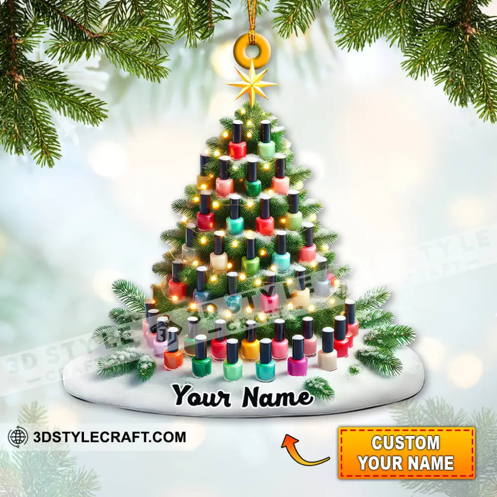 Custom Name Nail Christmas Tree Ornament Artist Gift