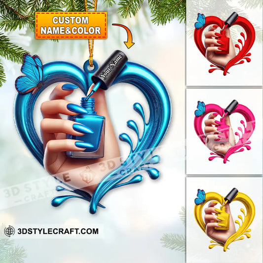 Custom Name Nail Ornament Christmas Decoration For Salon