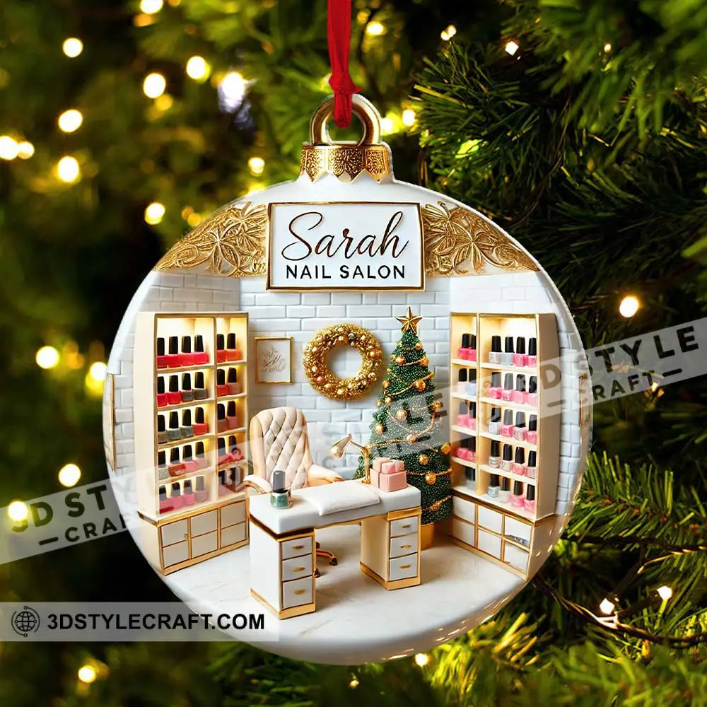 Custom Name Nail Salon Ornament Christmas Decoration