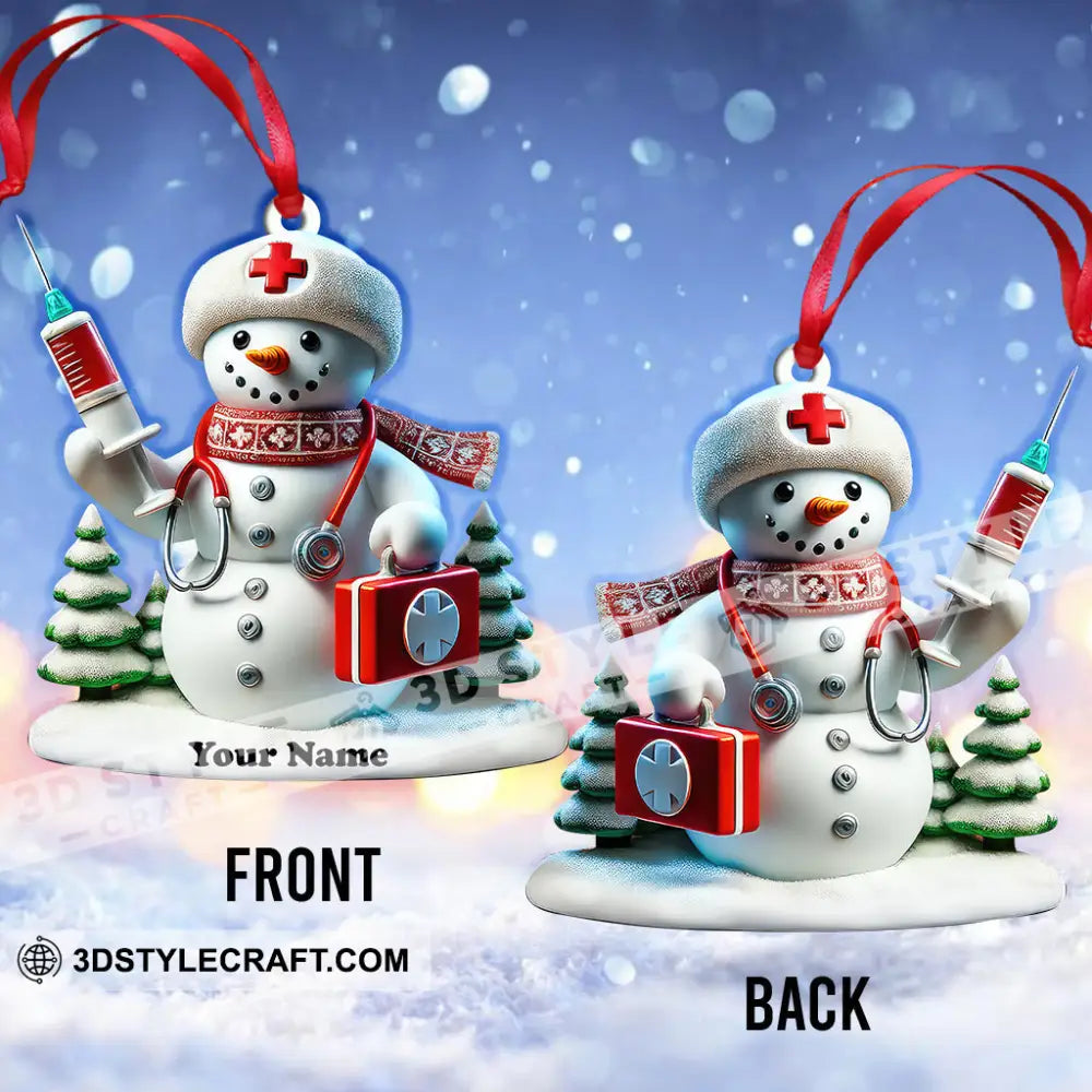 Custom Name Nurse Snow White Ornament Christmas Gift For