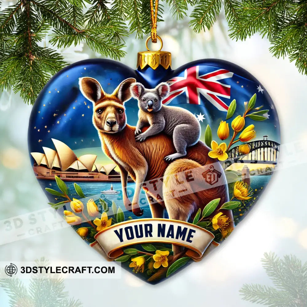 Custom Name Ornament Australia Heart