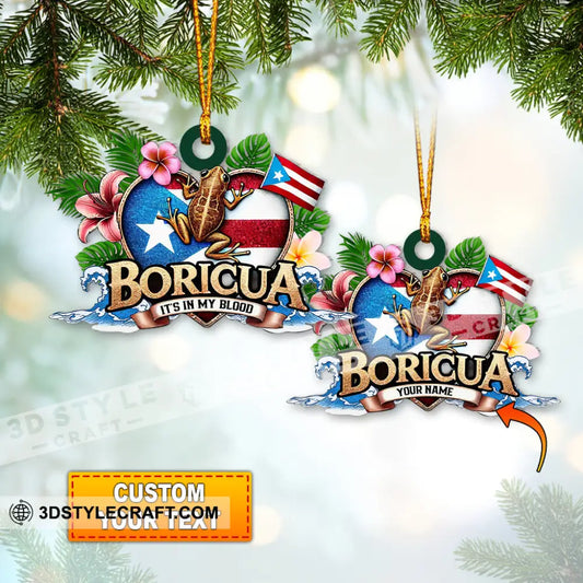 Custom Name Ornament Boricua It’s In My Blood Puerto Rican Heritage