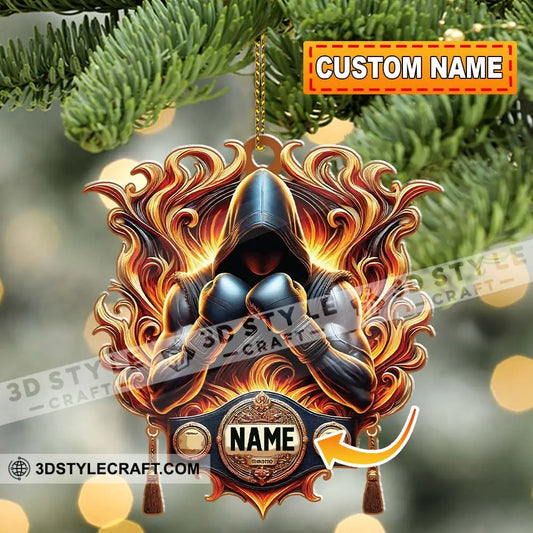 Custom Name Ornament Boxing Fire 1 Pack