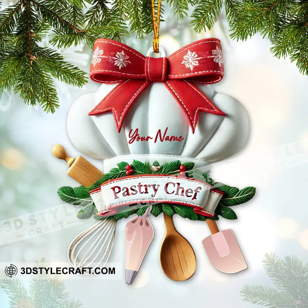 Custom Name Ornament Chef Hat Christmas