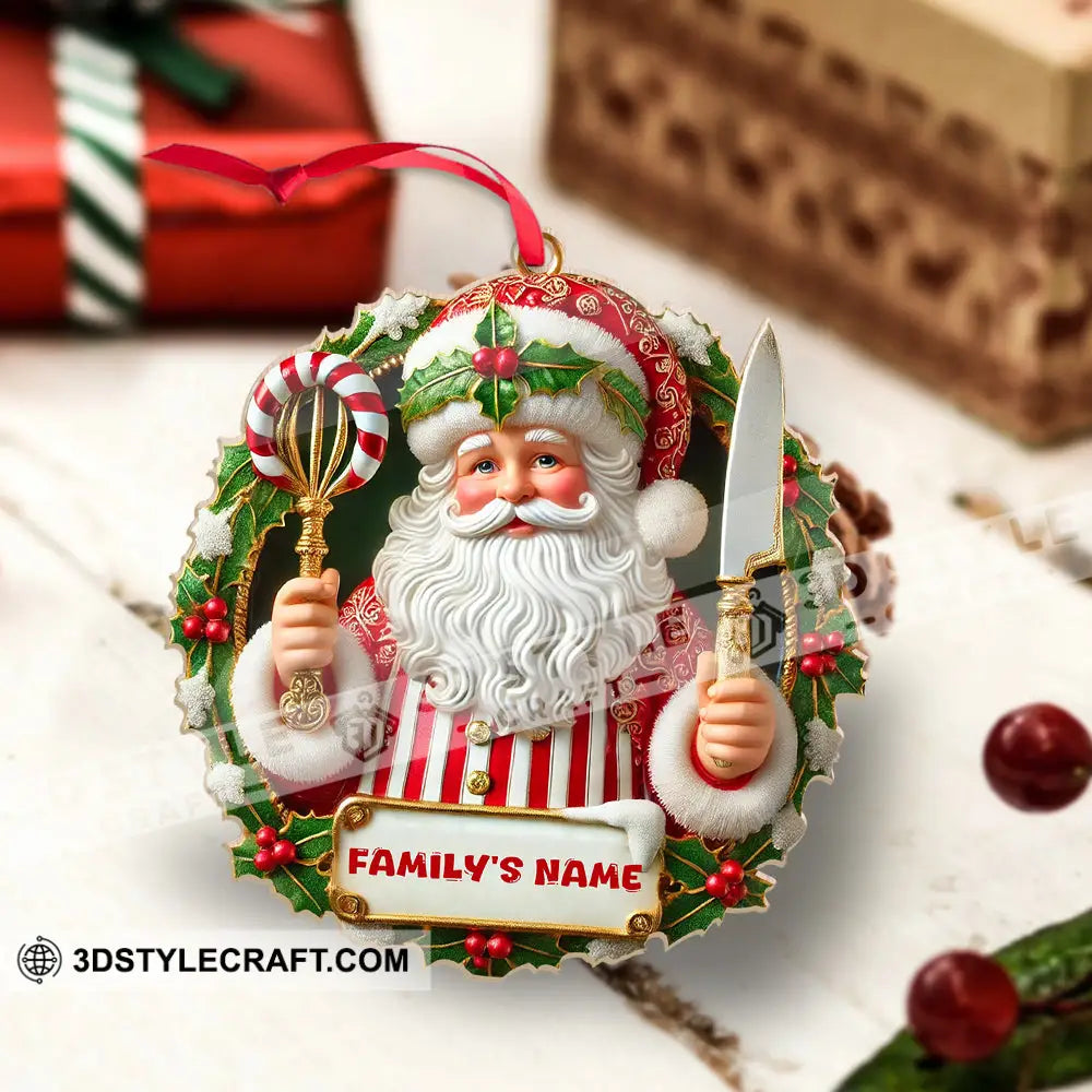 Custom Name Ornament Christmas Santa Chef