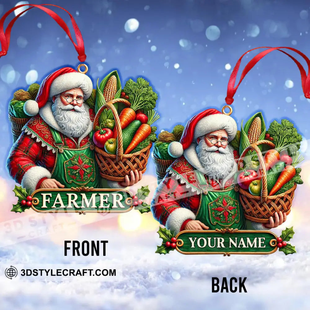 Custom Name Ornament Santa Farmer