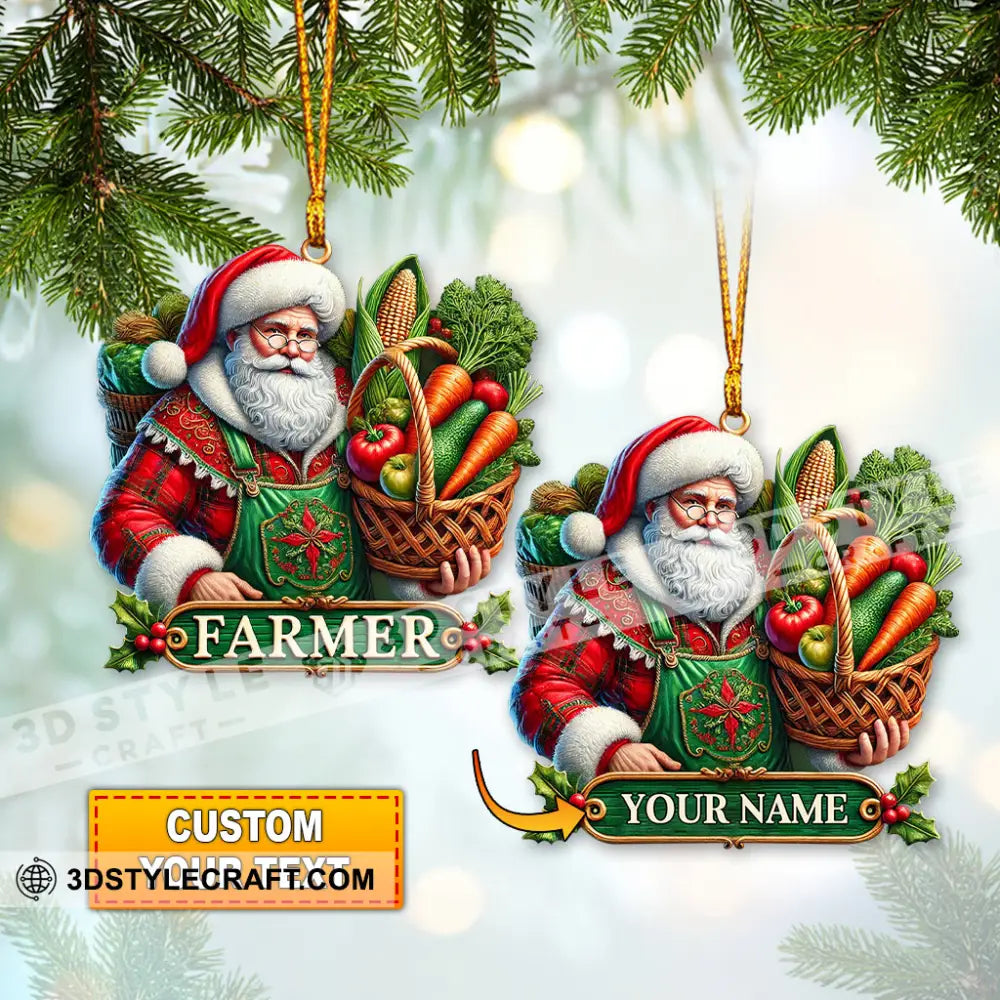 Custom Name Ornament Santa Farmer 1 Pack