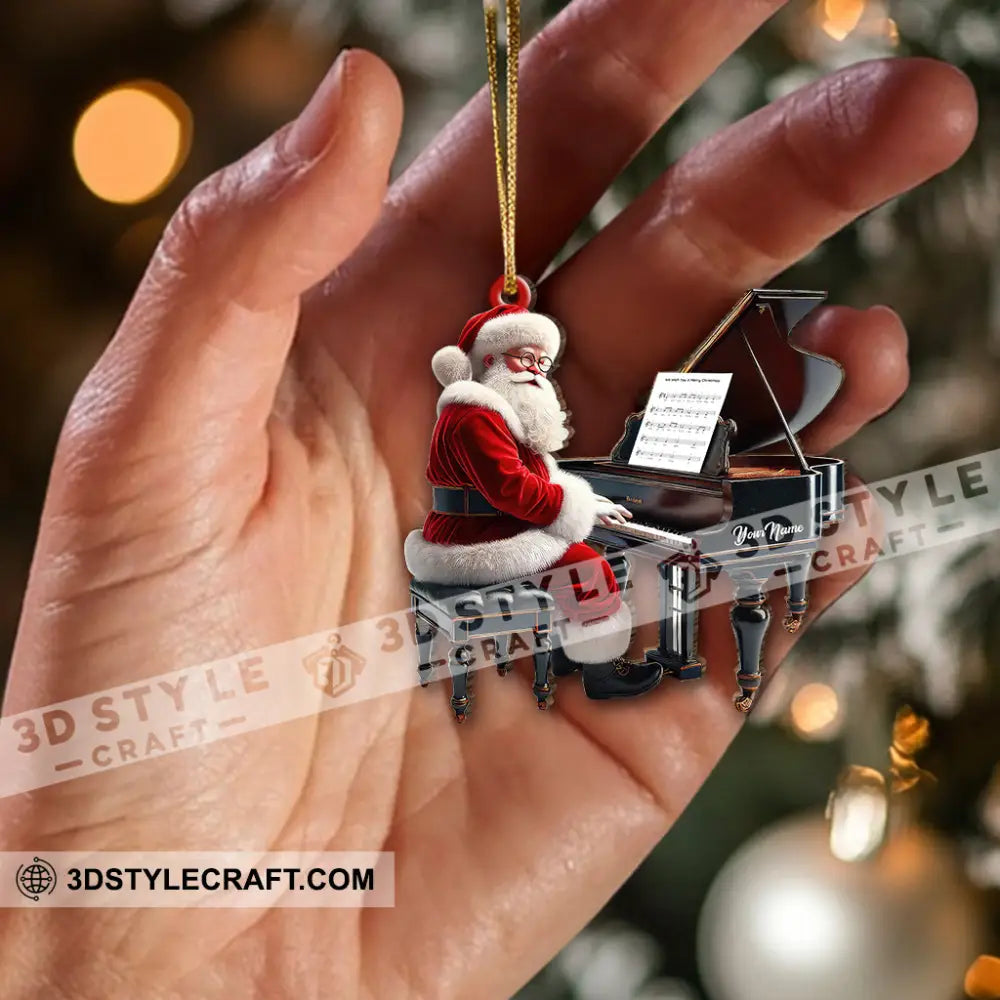 Custom Name Piano Santa Ornament Christmas Gift For Pianist