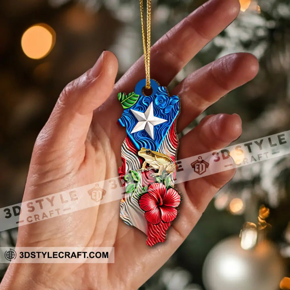 Custom Name Puerto Rico Ornament Gift For Lover 3.54’’ / 1