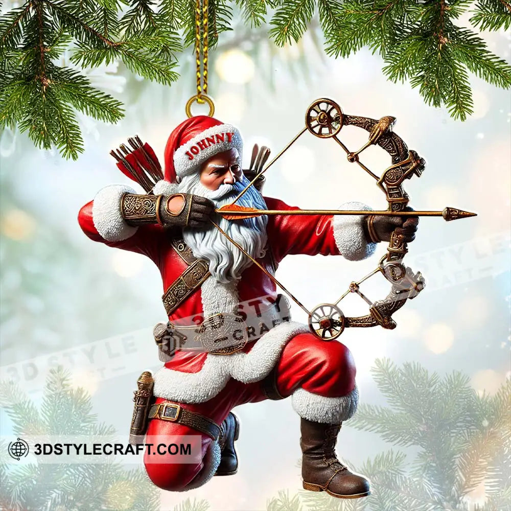 Custom Name Santa Archery Christmas Ornament Gift