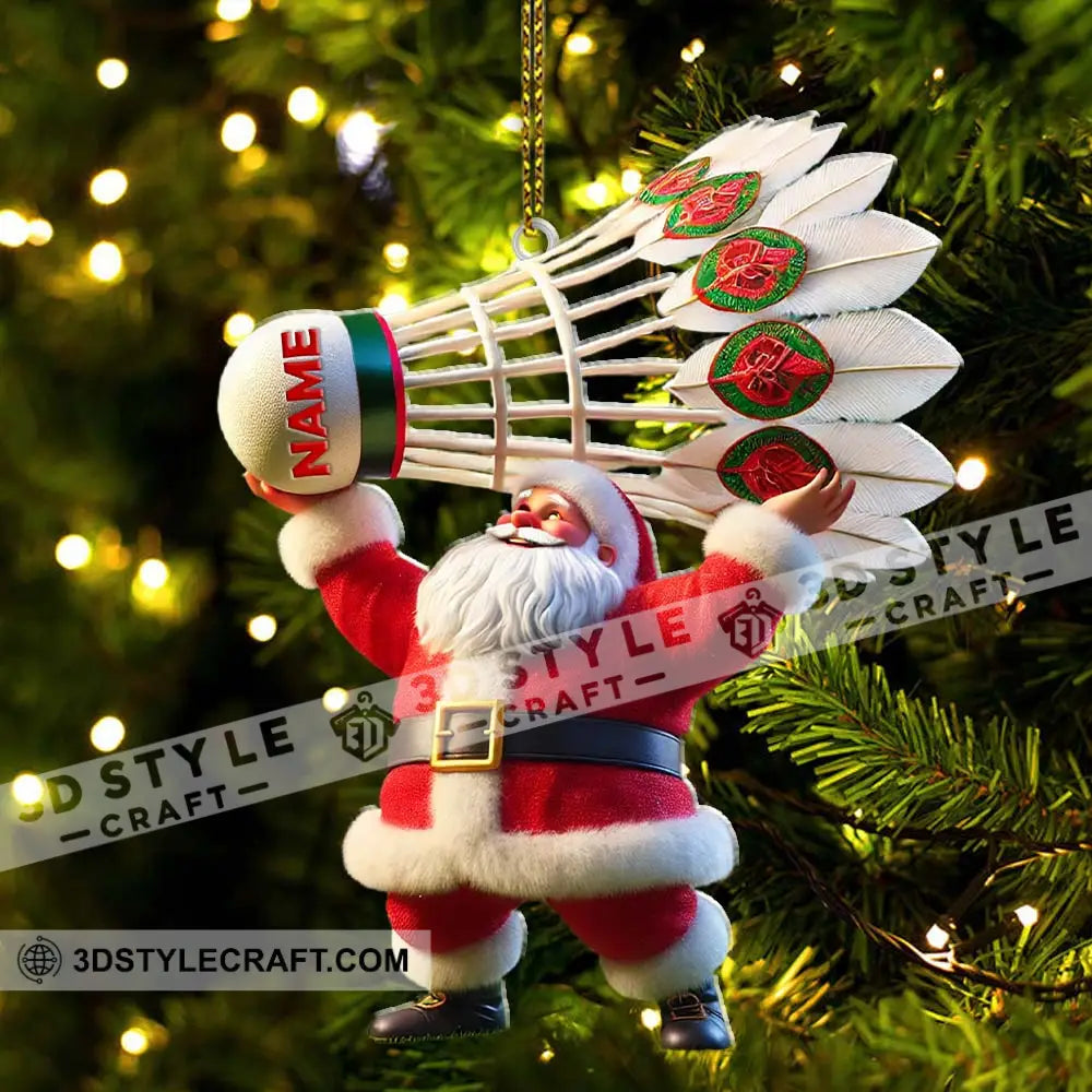Custom Name Santa Badminton Ornament Christmas Gift For Lover