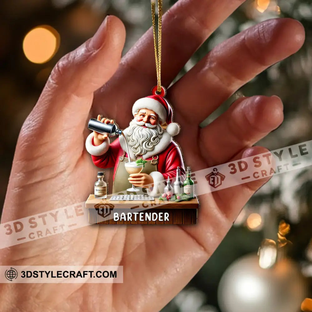 Custom Name Santa Bartender Ornament Home Decor Christmas Gift