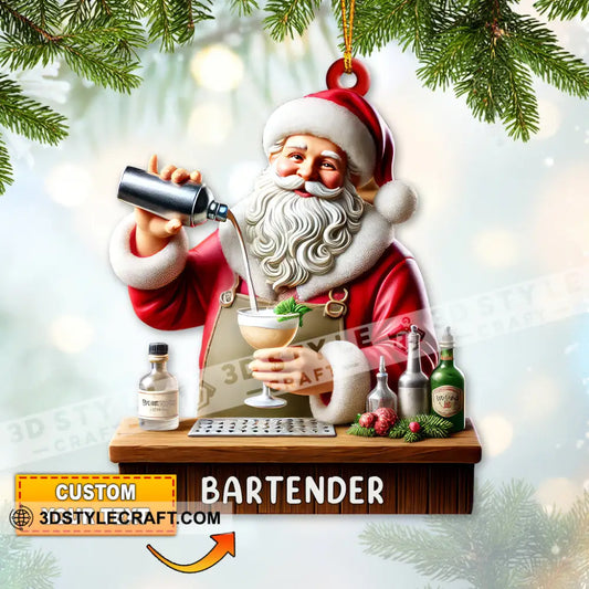 Custom Name Santa Bartender Ornament Home Decor Christmas Gift