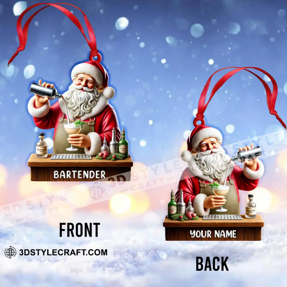 Custom Name Santa Bartender Ornament Home Decor Christmas Gift