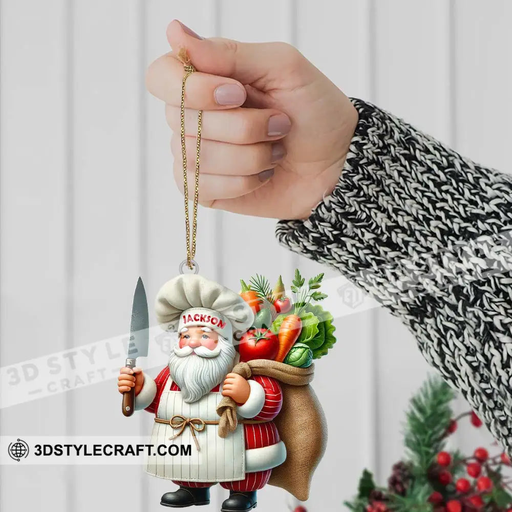 Custom Name Santa Chef Ornament Christmas Gift