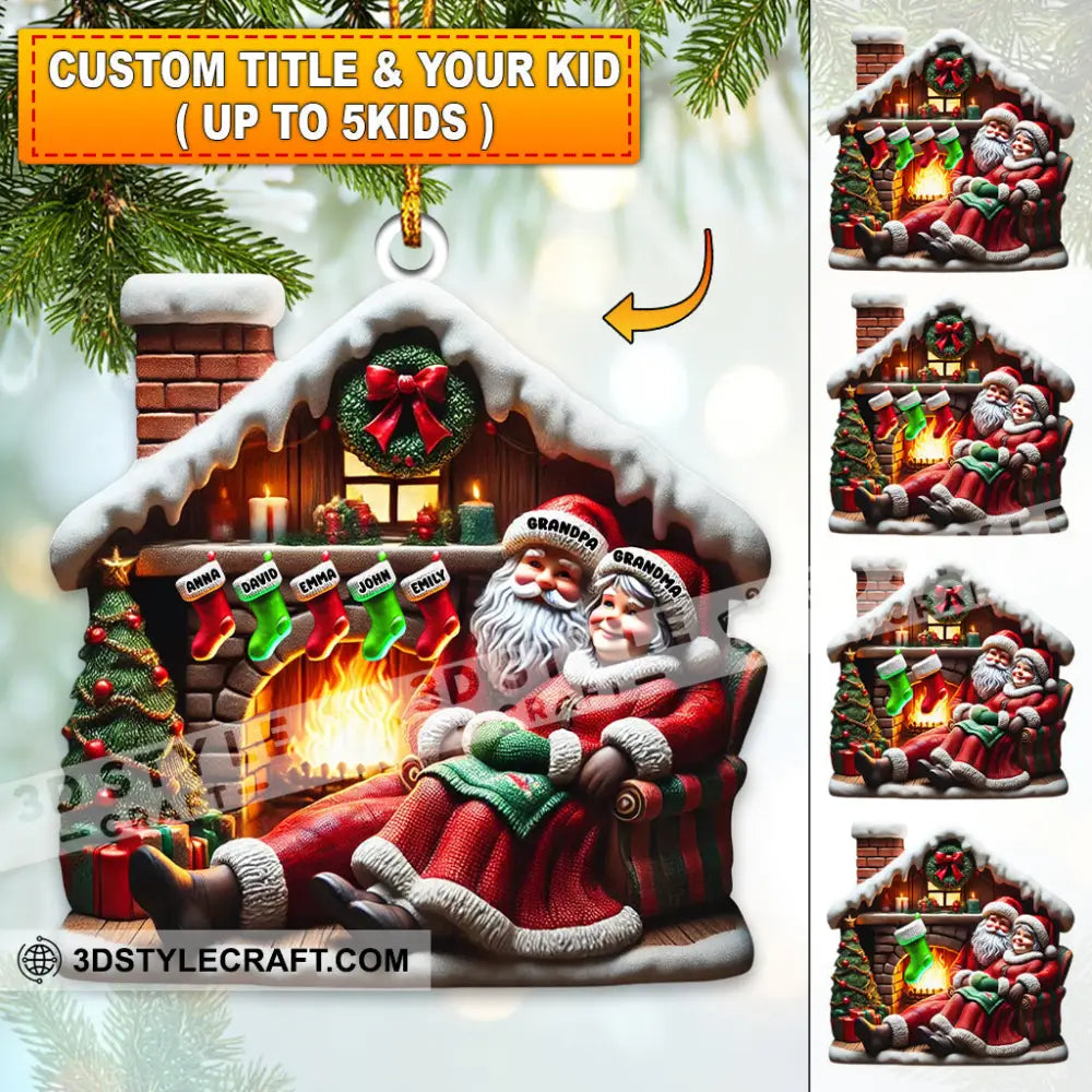 Custom Name Santa Couple And Kids Christmas Ornament Family Gift