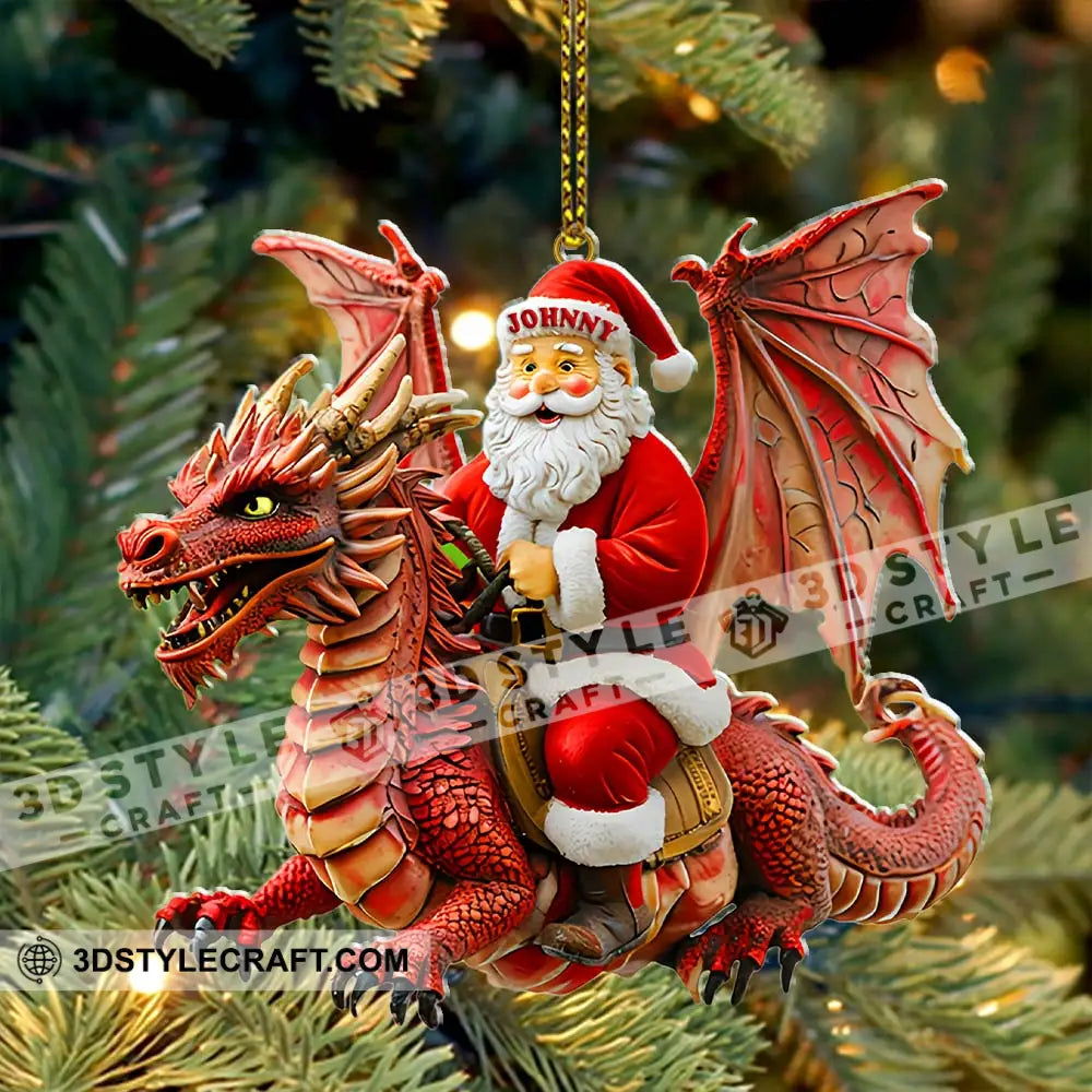 Custom Name Santa Dragon Ornament Christmas Gift For Lover