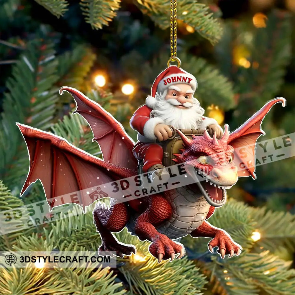 Custom Name Santa Dragon Ornament Christmas Gift For Lover