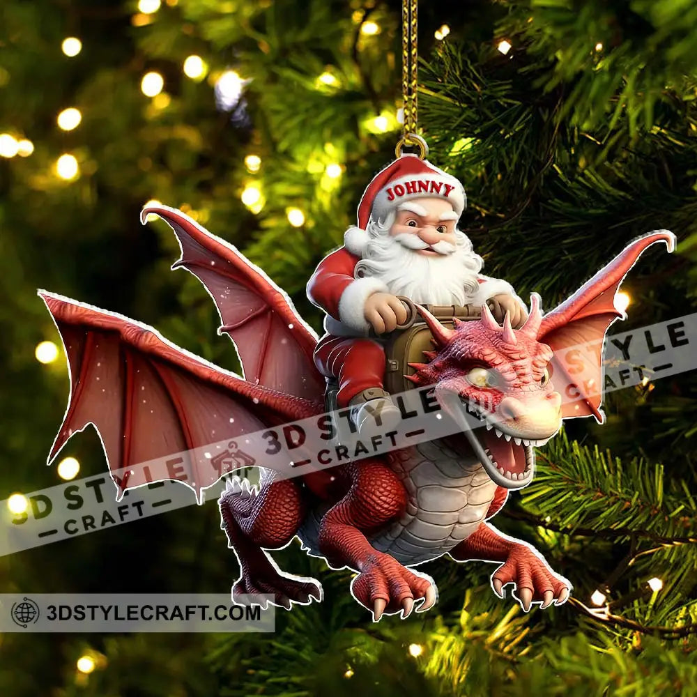 Custom Name Santa Dragon Ornament Christmas Gift For Lover