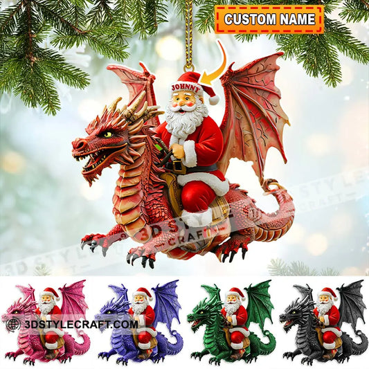 Custom Name Santa Dragon Ornament Christmas Gift For Lover