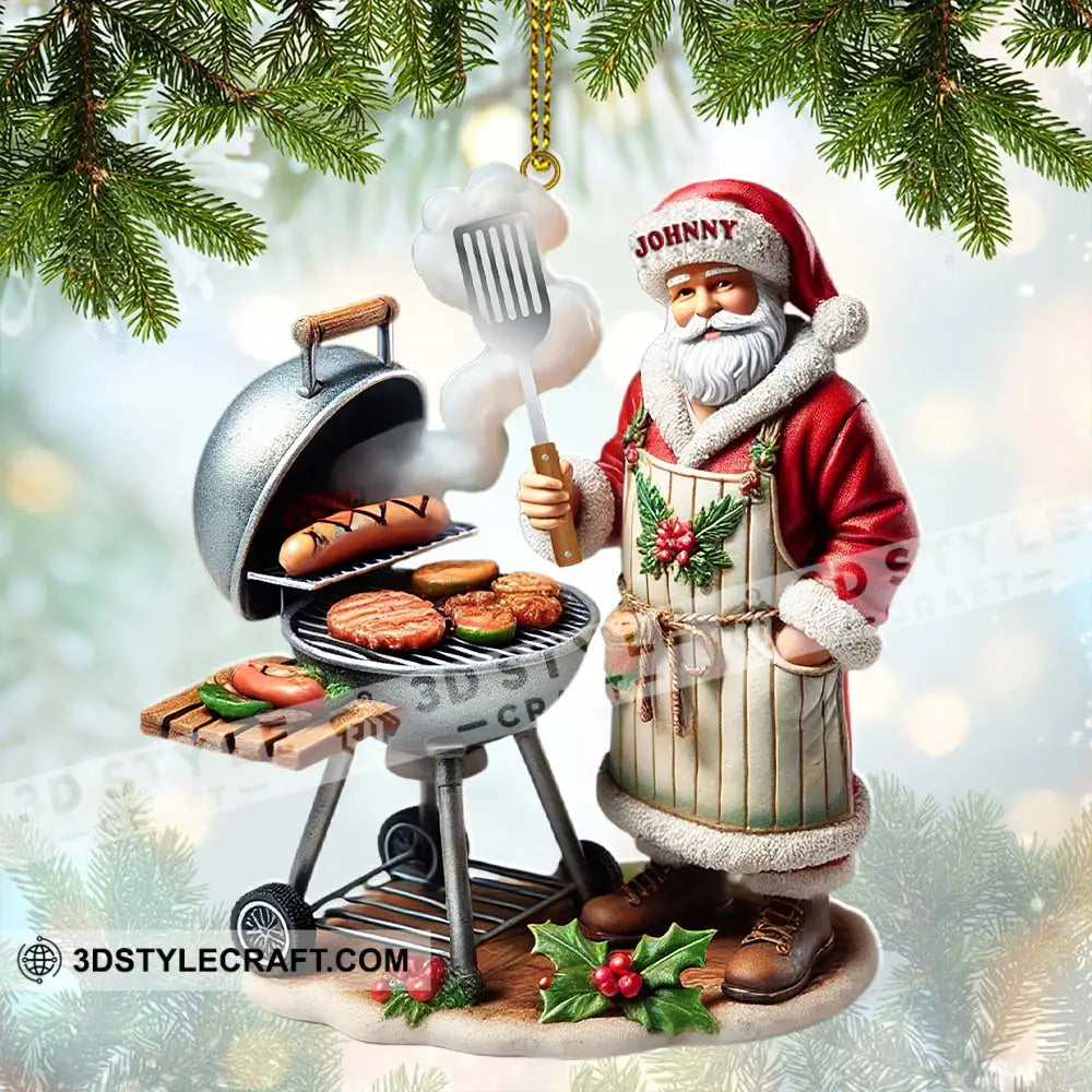 Custom Name Santa Grill Ornament Christmas Gift 3.54’’ / 1