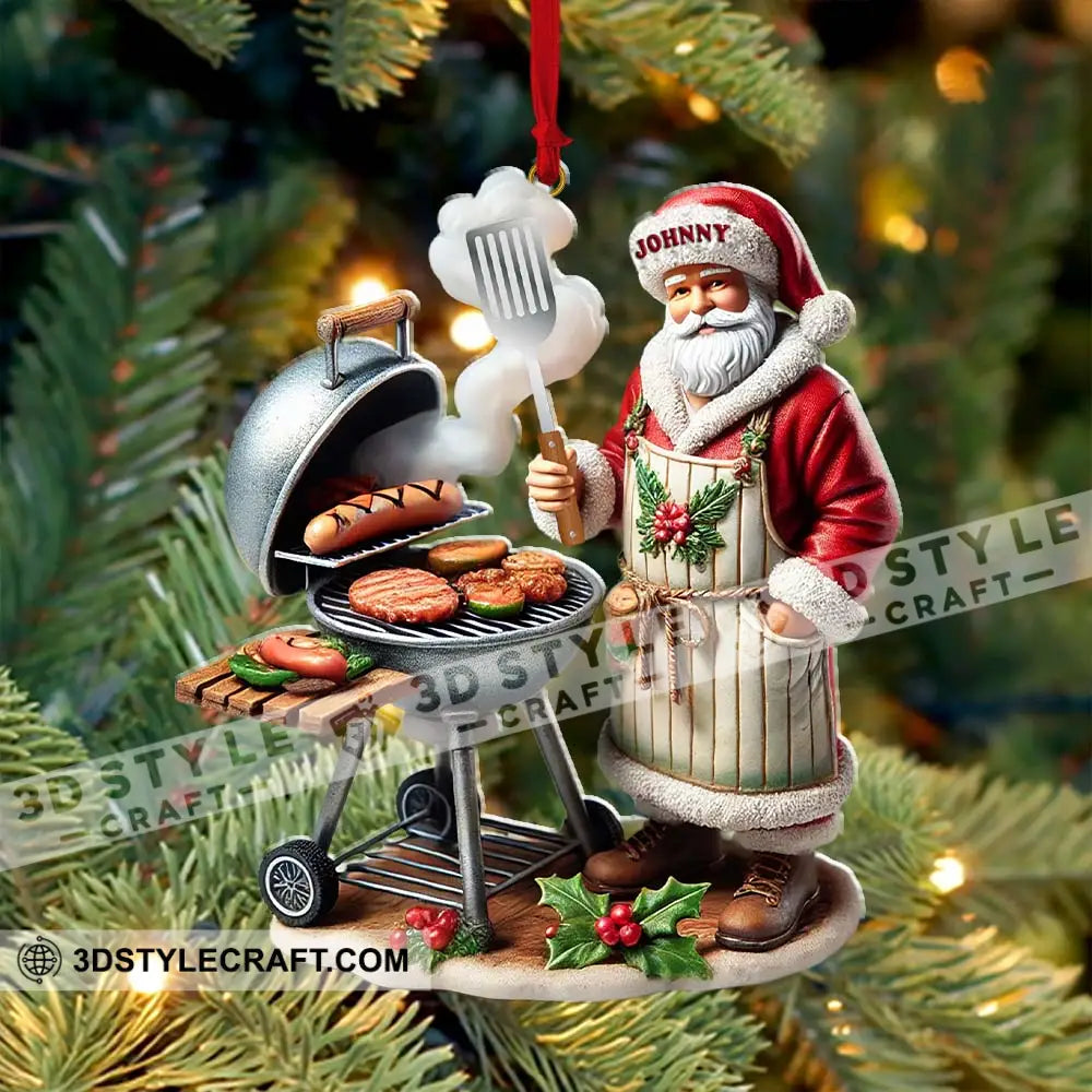 Custom Name Santa Grill Ornament Christmas Gift