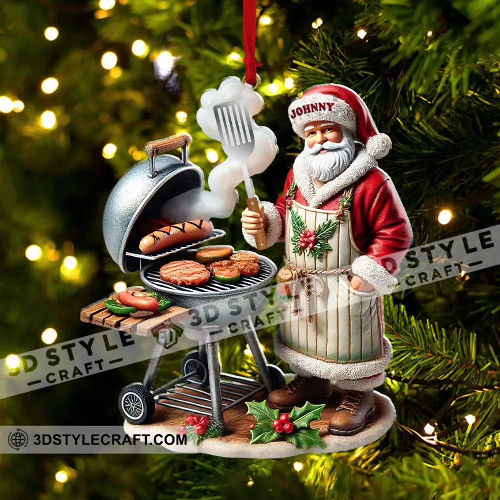 Custom Name Santa Grill Ornament Christmas Gift