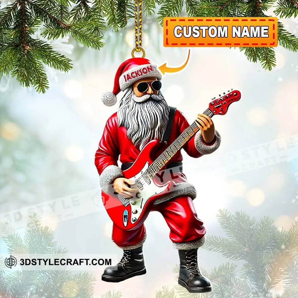 Custom Name Santa Guitar Ornament Christmas Gift