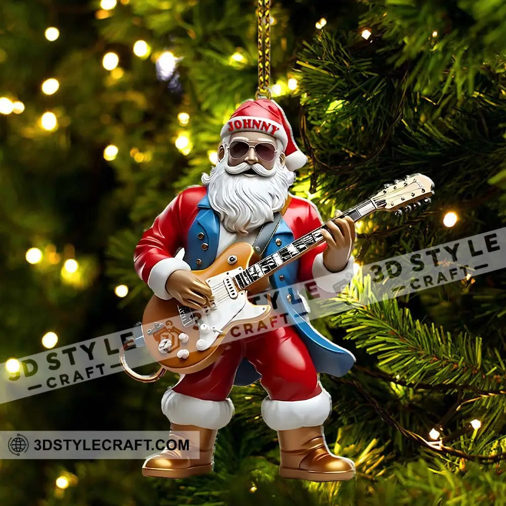Custom Name Santa Guitar Ornament Christmas Gift