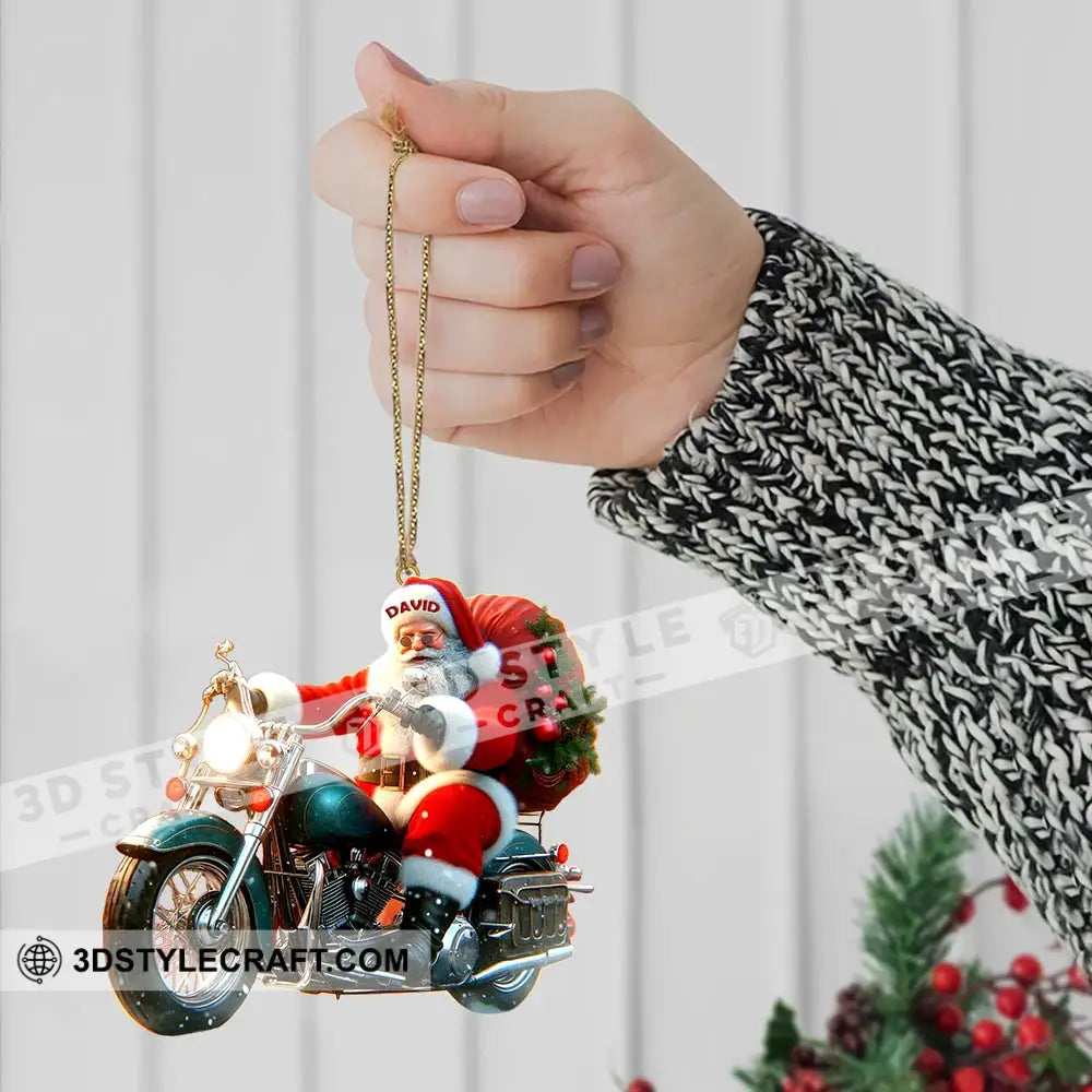 Custom Name Santa Motorbike Ornament Christmas Gift