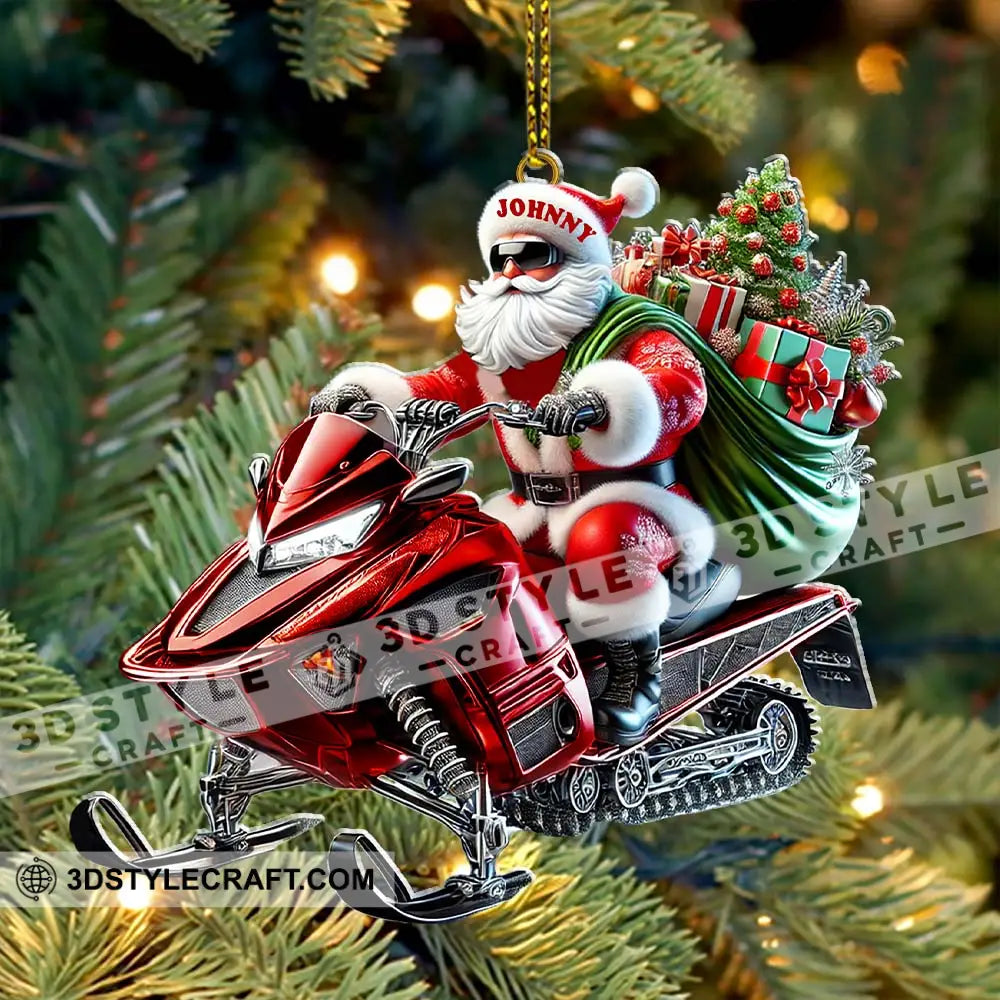 Custom Name Santa Mountain Bike Ornament Christmas Gift