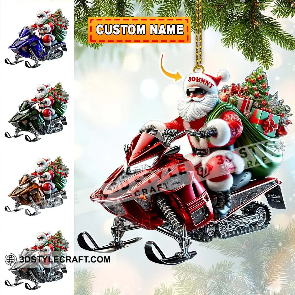 Custom Name Santa Mountain Bike Ornament Christmas Gift