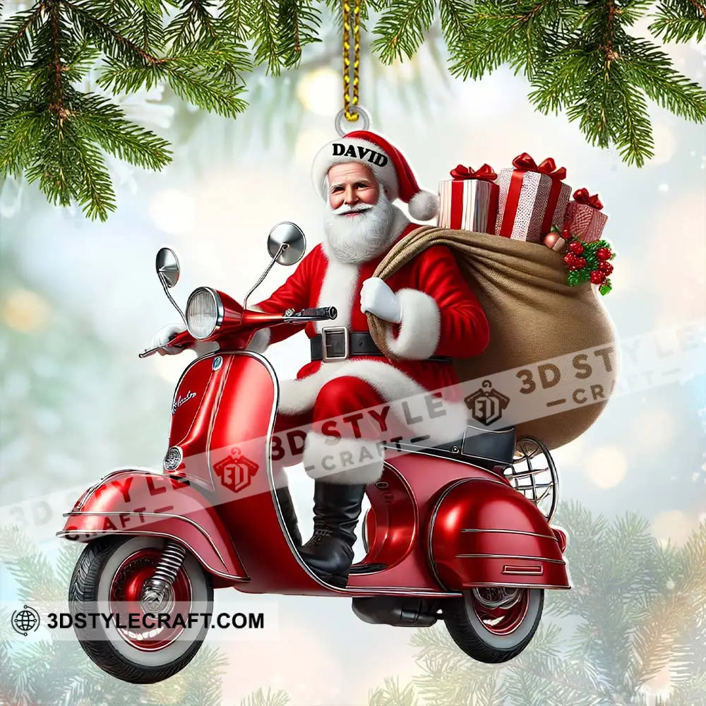 Custom Name Santa Ornament Motobike Christmas Gift Decoration 3.54’’ / 1