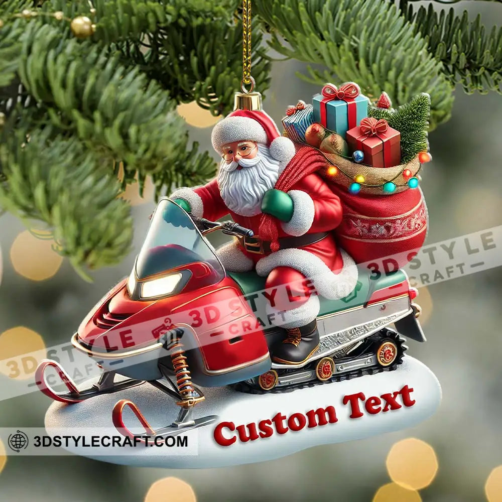 Custom Name Santa Ornament Snow Motorcycle Lover Christmas Gift Decoration