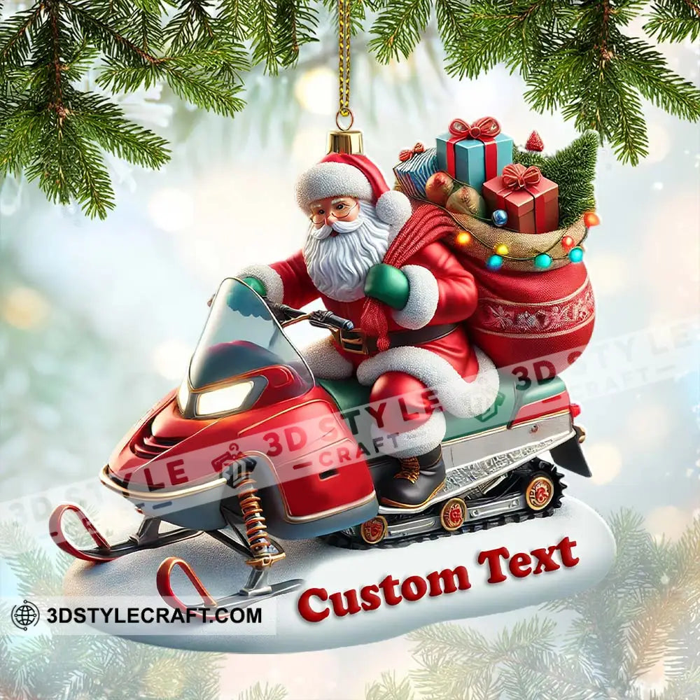 Custom Name Santa Ornament Snow Motorcycle Lover Christmas Gift Decoration 3.54’’ / 1