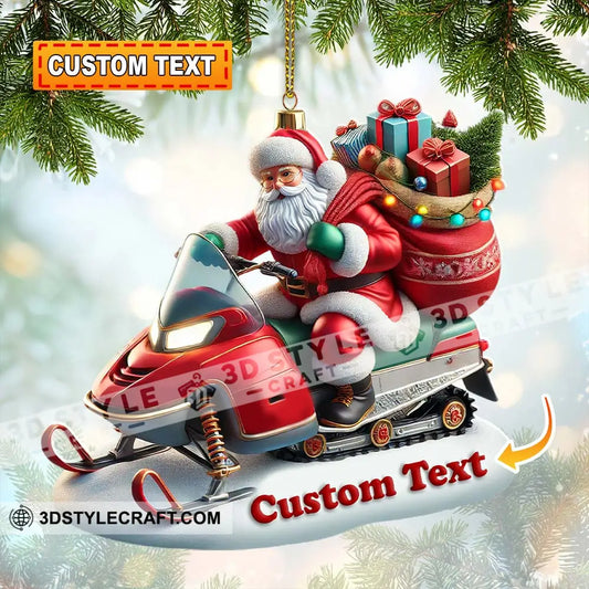 Custom Name Santa Ornament Snow Motorcycle Lover Christmas Gift Decoration